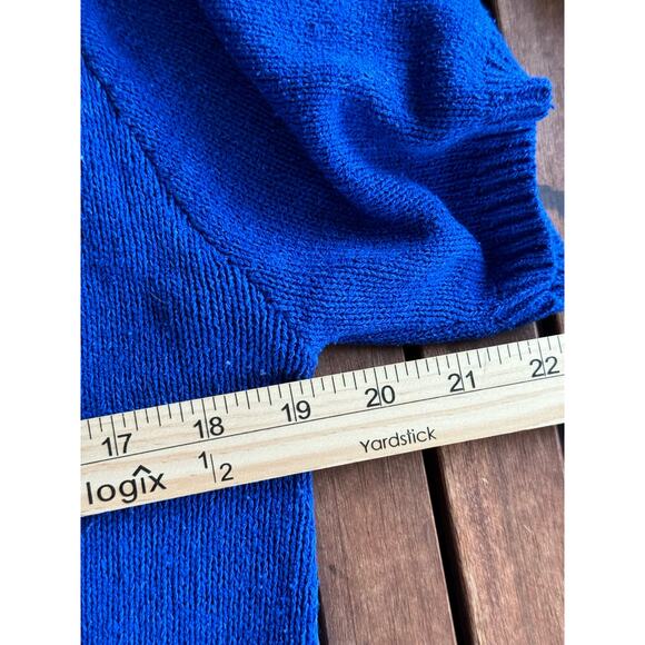 Melrose Silk Studio Womens Medium Silk Blue Floral Knit Sweater Pullover T-Shirt - Picture 4 of 6